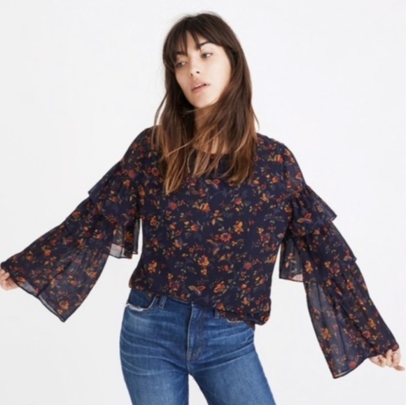 Madewell Tops - Madewell | Floral Ruffle Sleeve Top